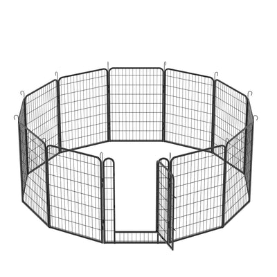 12 Panels Heavy-Duty Metal Playpen with Door, 39.37' H Dog Fence Pet Exercise Pen for Outdoor, Indoor