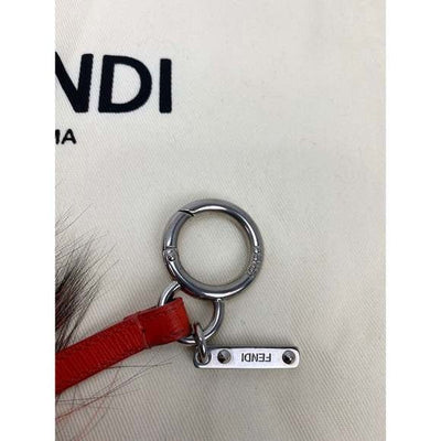 Fendi Red Fur Bag Bugs Leather Key Chain / Bag Charm