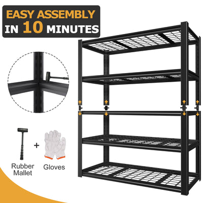 59 Inches Metal Garage Storage Rack, Heavy-Duty Steel Moisture-Proof And Waterproof 5-Layer Adjustable Storage Shelving Unit.Designed For Warehouse Storage (food Pantries, Industrial Use)