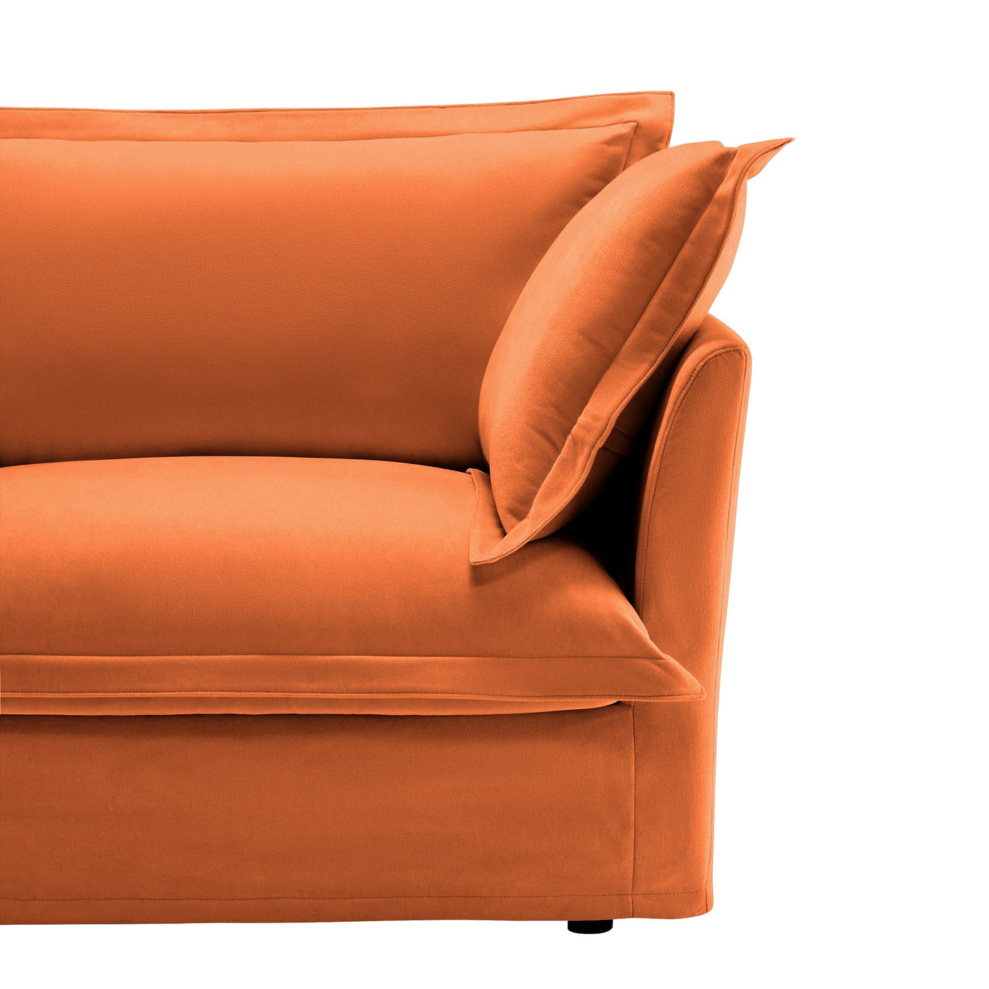 Slipcovered Sectional 2 Seater Sofa Couch with Convertible Ottoman, Wide and Deep Seat L Shaped Sofa with Detachable Cover and Soft Multiple Big Pillows, Chenille Fabric, Orange