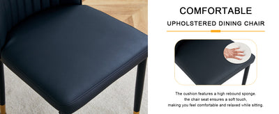 A set of 4 dining chairs, black dining chair set, PU material high backrest seats and sturdy leg chairs, suitable for restaurants, kitchens, and living rooms