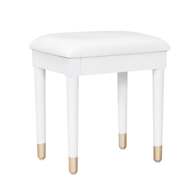 Elegant Vanity Makeup Table & Chair Set, Modern Dressing Table with Organizer, Writing Desk, Charging Port, White, Engineered Wood