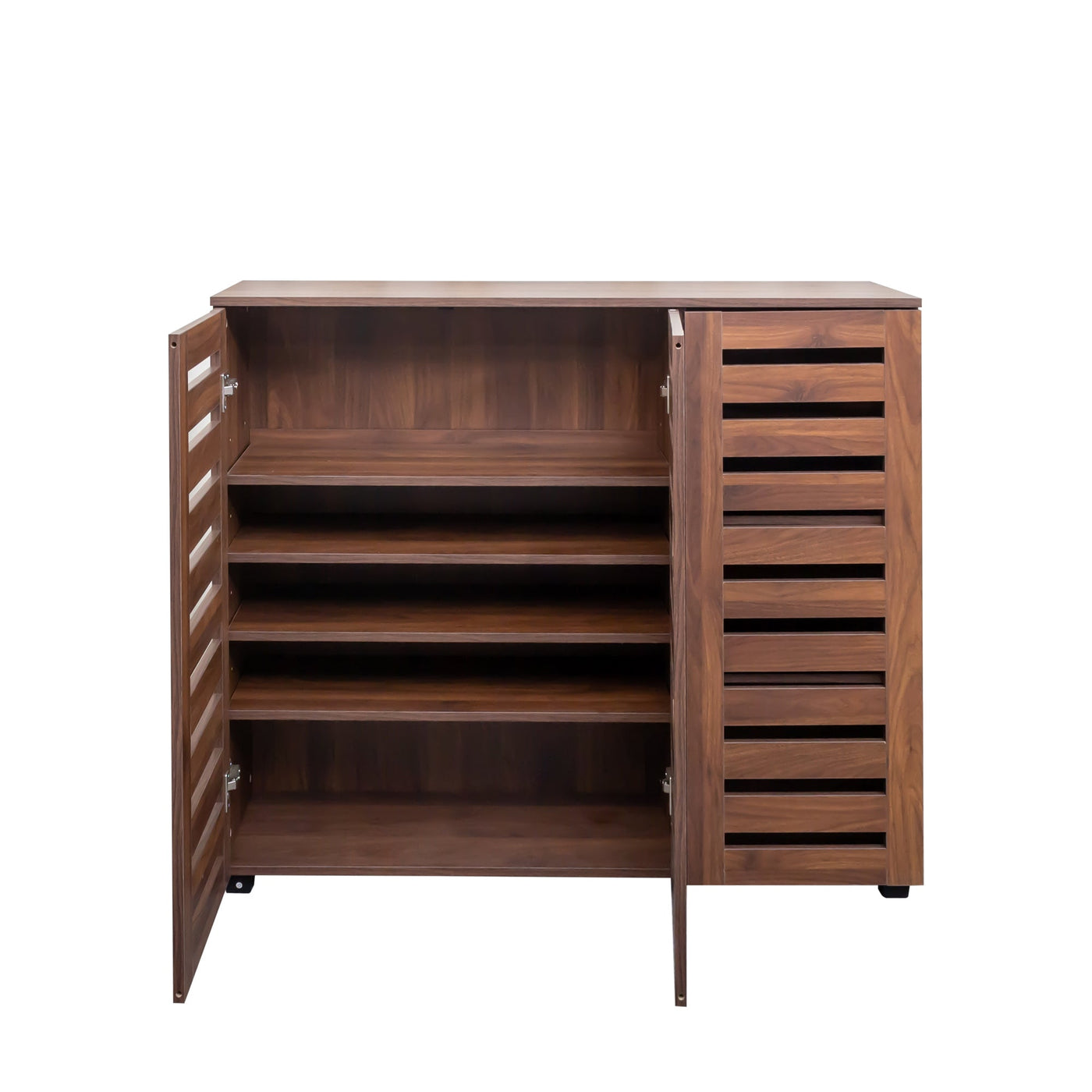 Shoe Cabinet, 5-Tier Shoe Storage Cabinet with Adjustable Shelves, Wooden Shoe Rack Organizer with Louvered Doors for Entryway, Hallway, Bedroom, Closet, Living Room
