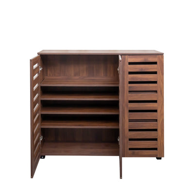 Shoe Cabinet, 5-Tier Shoe Storage Cabinet with Adjustable Shelves, Wooden Shoe Rack Organizer with Louvered Doors for Entryway, Hallway, Bedroom, Closet, Living Room