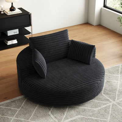 55''L Corduroy Chenille Foam Single Swivel Chair, Fluffy Modern Sleeper, 360 Degree Swivel Chair for Living Room, Bedroom, Lounge and Projection Room