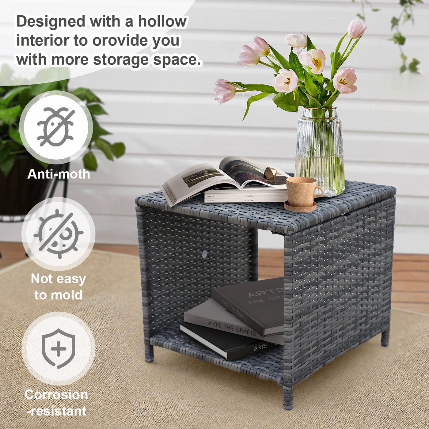 5 Pieces Wicker Patio Furniture Set Outdoor Patio Chairs with Ottomans Conversation Furniture with coffetable for Poolside Garden Balcony