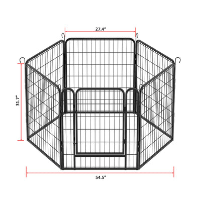 6 Panels Heavy-Duty Metal Playpen with Door, 31.7' H Dog Fence Pet Exercise Pen for Outdoor, Indoor