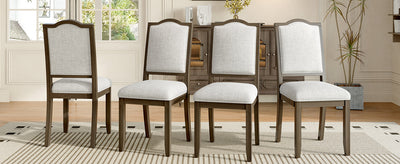 Farmhouse Dining Chairs Set of 4, Upholstered Dining Chairs with High Back, Modern Seating for Kitchen, Bedroom & Living Room(Beige+Brown)