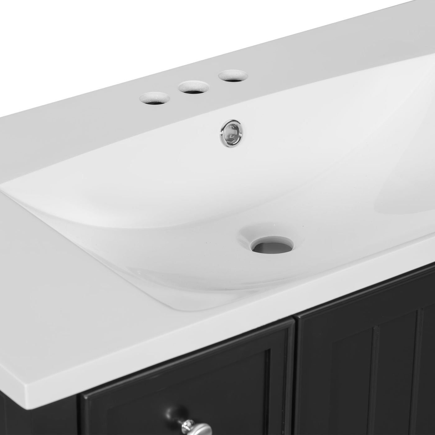 36' Bathroom Vanity with Sink Combo, One Cabinet and Three Drawers, Solid Wood and MDF Board, Black (Old Sku:SY999505AAB)