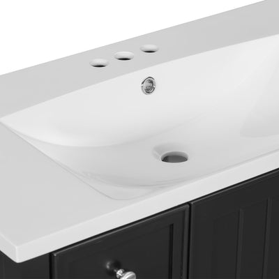 36' Bathroom Vanity with Sink Combo, One Cabinet and Three Drawers, Solid Wood and MDF Board, Black (Old Sku:SY999505AAB)